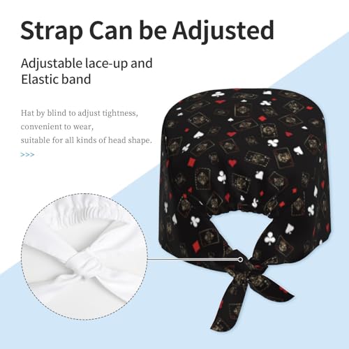 Image of Working Cap Scrub Cap with Sweatband Adjustable Unisex Women Tie Back Hat Nurse Surgical Caps