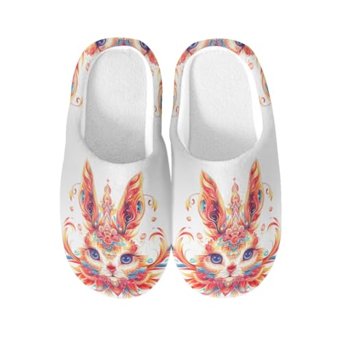 Pantoufles en coton chaud lapin chaussons intérieurs antidérapants XX-Large
