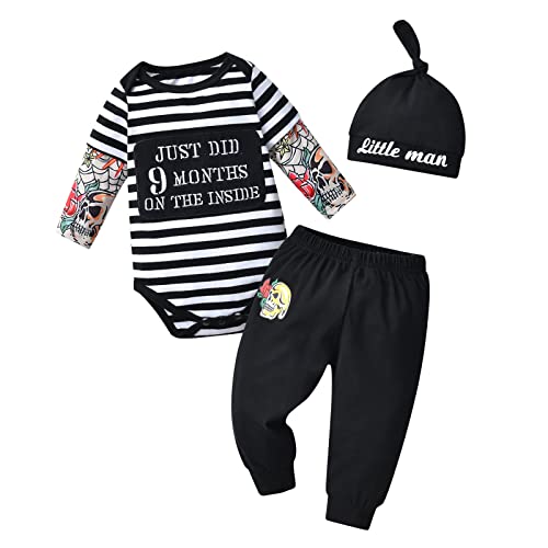 Image of Newborn Infant Baby Boy Clothes Long Sleeve Romper + Pants + Hat 3PCS Outfits Set