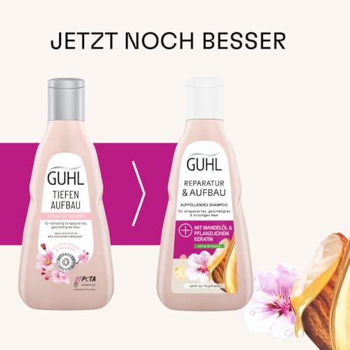 Guhl Tiefen Aufbau Shampoo - Inhalt: 250 ml - Reparatur für geschädigtes Haar - Haartyp: vielseitig strapaziert, geschädigt - Regeneriert die Haarfaser – Dermatologisch bestätigt