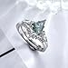 OLIVIASO Engagement Rings for Women,Moss Agate Rings Set for Women,925 Sterling Silver Kite Cut Moss Agate Engagement Rings for Women Size 7