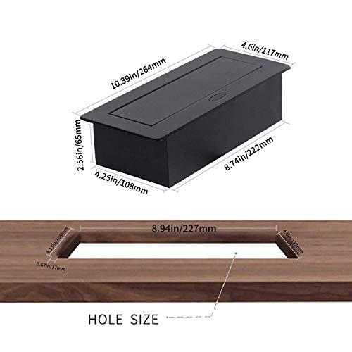 Image of Audiovan Hydraulic Cable Cubby Pop Up Conference Box, Cable Manager Socket Electrical Box with 4 Power Socket 10 Amp UL Certified Black