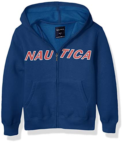 Nautica Boys' Little Sueded Fleece Chest Logo Full Zip Hoodie, Dark Blue, Medium (5)