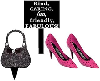 Ladies Mini Miniature Stilettos Shoes Bag & Sign Cake and Cupcake Decoration Topper (Polka Dot)