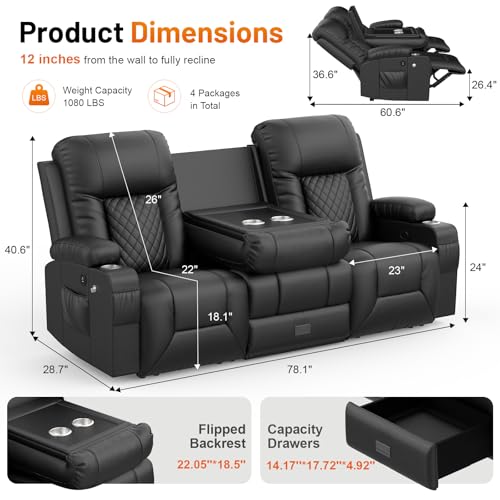 Luxury Leather Recliner Sofa Set