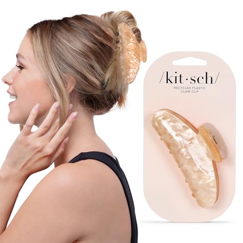Kitsch Recycled Plastic Large Claw Clip - Big Marble Hair Clips for Women | Jaw Clips for Girls | Big Claw Clips for Thick Hair | Ideal Gifts for Women (1pc, Blonde)