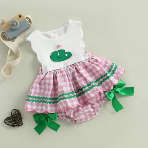ZAXARRA Baby Girls Golf Romper Sleeveless Plaid Girl Romper Dress Infant Girl Summer Clothes3