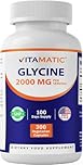 Vitamatic Glycine Supplement, 2000mg Per Serving, 300 Count, Non-GMO, Gluten Free