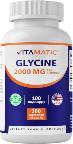 Vitamatic Glycine Supplement 2000mg Per Serving 300 Count Non-GMO Gluten Free