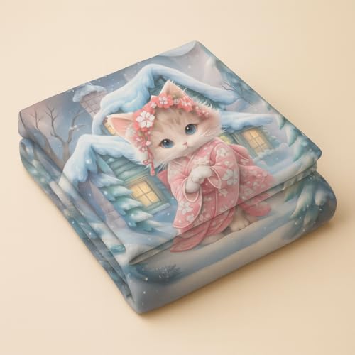 Image of King Size 7D Digital Print Bedsheet - 350 TC Cotton, Kids Friendly Design, Soft & Breathable 180 GSM Fabric, Machine Washable, Gift-Ready Packaging. (108x108 Inches). (Kitty)
