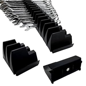 46PC Magnetic Wrench Organizer Set for Toolbox Storage – Heavy Duty Wrench Rack with SAE/Metric Labels & Upgraded Magnet – Black Tool Drawer Organizer (Ideal for Mechanics and DIY)