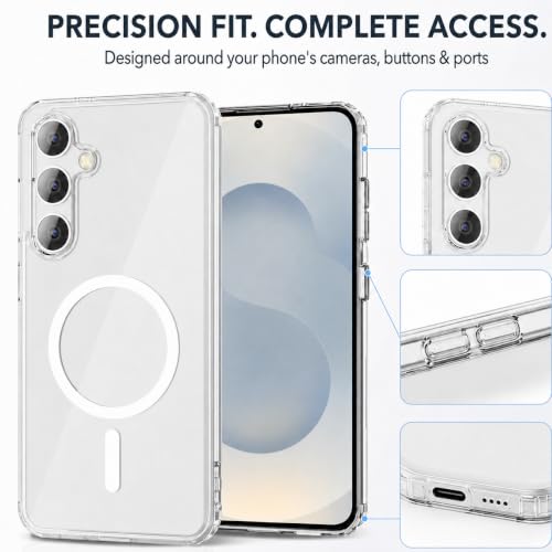 Image of MAGA Back Case Cover for Samsung Galaxy S25 5G, Crystal Clear Magnetic Case Compatible with MagSafe, Hybrid Hard PC Back & Soft TPU Bumper, Shockproof Protective Cover - Clear
