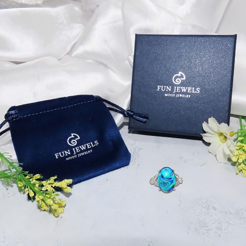 Opalescent Swirl Color Changing Oval Crystal Stone Brass Mood Ring Size Adjustable For Women 5