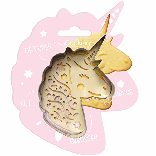 ScrapCooking - Kit Découpoir + Embosseur Bois Licorne - Emporte-Pièce en Inox pour Biscuits en Relief - Moule Accessoires Pâtisseries Sablés - 2094 Cover
