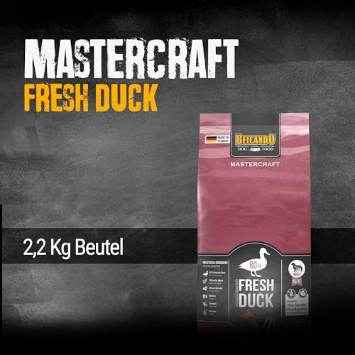 BELCANDO MASTERCRAFT Hundefutter trocken Fresh Duck, 2,2kg, Trockenfutter für Hunde mit Ente, 80% Frischfleisch, getreidefrei, für alle Rassen, Made in Germany