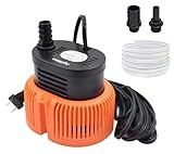 AgiiMan Pool Cover Pump Above Ground - Submersible Swimming Sump Inground Pump, Water Removal with 16' Drainage Hose and 25 Feet Power Cord, 850 GPH, 3 Adapters