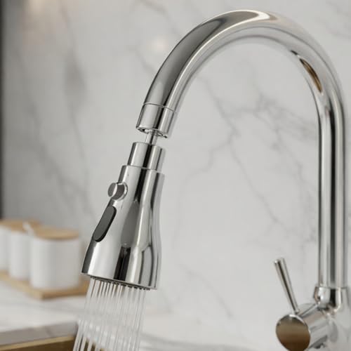Image of RAGGLE Flexible Tap Extender for Kitchen Sink - 360 Rotating Faucet Attachment, 3-Mode Water-Saving Kitchen Tap Aerator Shower