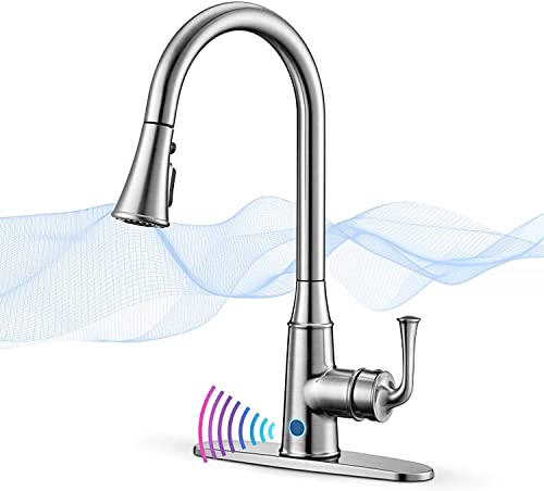 Touchless Kitchen Faucet Automatic Motion Sensor Christmas Gift, Watersong Kitchen Sink Faucets With 4 Modes Pull Down Sprayer, Commercial Modern Kitchen Water Tap, 1S Sensor Control Box, Deck Mount #TOP13