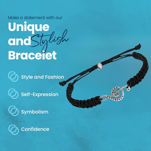 Infinity Collection Charm Bracelet - Treble Clef Jewelry With Adjustable Braided Band, Music Gift for Musicians, Marching Band Members, and Music Lovers 6