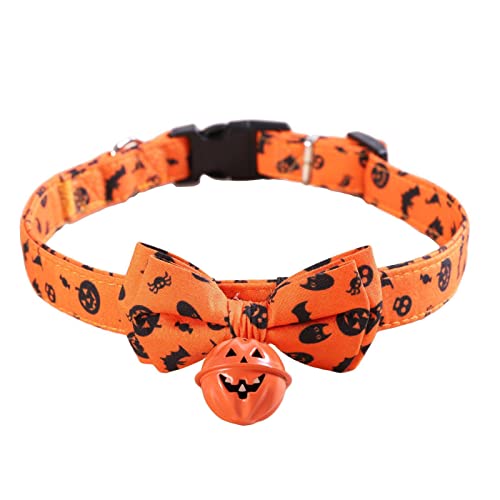 Aznever d'halloween,Collier de Noeud Papillon pour Chien Halloween Confortable avec Cloche Noeud Papillon - Collier d'halloween pour Chien Ghost Pumpkin Pet Costume pour Petit Moyen Chiot Chien Chat Cover