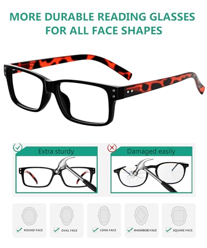 Eyekepper Spring Hinges Vintage Reading Glasses Men Readers Black Frame Tortoise Arms - Image 3