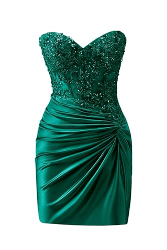 Strapless Homecoming Dresses 2025 Lace Appliques Corset Satin Tight Backless Short Prom Dresses for Teens
