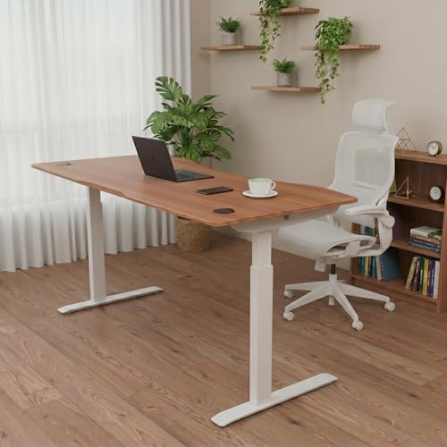 Image of ApexDesk Elite Pro Series Electric Height Adjustable Stand up Desk, Sit Stand Home Office Desk, Computer Desk (RED Apple, 60 inch)