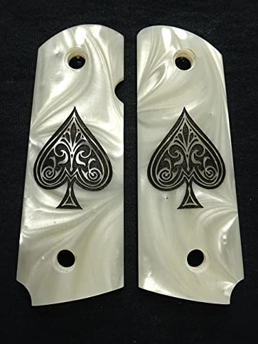 Pearl Spade Engraved Compact 1911 Grips #TOP1