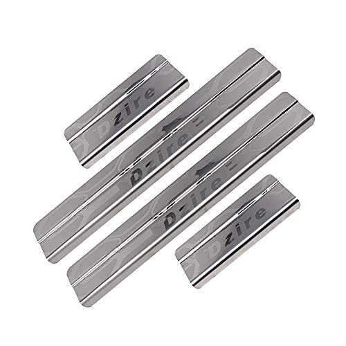Image of GFX Car Door Sill Guard - Stainless Steel, Protects Painted Edges from Scuffs or Scratches Compatible with Dzire Set of 4Pcs (After-Market) Model - 2017 Onwards