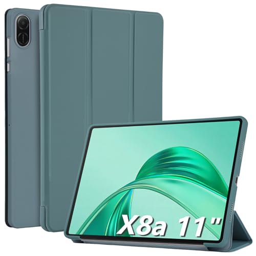 WD&CD Cuero Funda Compatible para Honor Pad X8a, 11 Pulgadas, Protector Compatible con Honor Pad X8a, Soft Caso Carcasa Case Libro de Cuero con Soporte Función, Verde