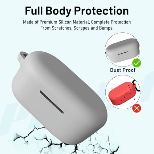 Image of CERLINK Earphone Case Cover Compatible for OnePlus Nord Buds 2r, Soft Silicone Skin Case Cover Shock-Absorbing Protective Case with Keychain - Pack of 1 (Grey)