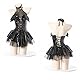 YIOTMOP 3 in 1 Sexy Kleid aus Lackleder Lederkleid Damen Kurz Bdsms Dessous Sklavin Punk Harness mit SM Halsband Strümpfe Devil Outfit Cosplay Dessous Kostüm Kawaii Anime Rollenspiel