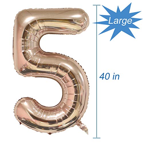 Image of Rose Gold Number 5 Balloon, 40 Inch
