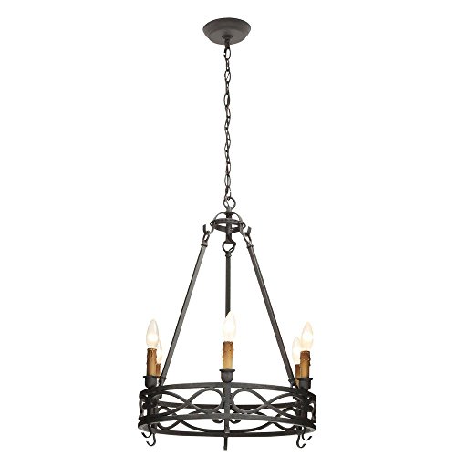 World Imports 80020-85 Iron Works 6 Light Chandelier, Textured Rust