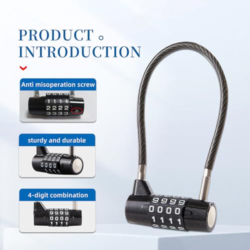 Image of Combination Lock Cable Lock with 4 Digits Cabinet Lock with 3.5 inch Cable Length Twist 3.5 inch Length Durable Cable Ideal for lockers, Gym, Toolbox, Case Small Size (3.5 inch)