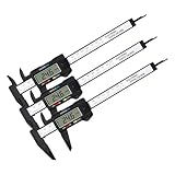 Vinabo Calibre Digital, Pie de Rey Clásico de 150 mm / 6 pulgadas con Pantalla LCD Grande Calibre para Mediciones Externas, Internas, de Profundidad y de Paso (Paquete de 3)