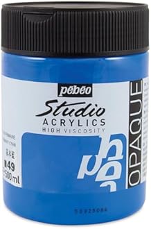 Pebeo 171049C Studio Acrylics HV 500 ml Primary Cyan, Jars