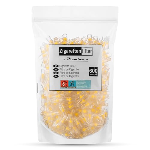 THOMETZKI Zigarettenfilter – 600 Stück, Aufsteckbare Kunststofffilter, Wiederverwendbar für 8mm Regular & King Size Zigaretten