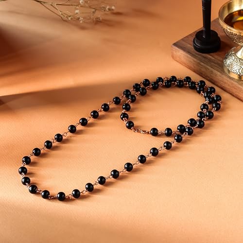 Karungali Malai Copper Necklace Original Black Ebony Wood Lab Tested Natural Black 54 Beads For Men & Women2