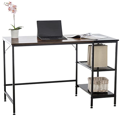CLP Schreibtisch Oviedo I Laptoptisch Mit Stauraum I Bürotisch Mit Regalfächern, Farbe:schwarz/braun