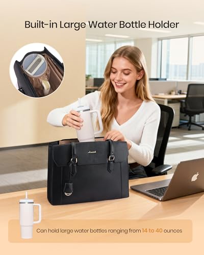 LOVEVOOK Laptop Tote Bag with Cup Holder