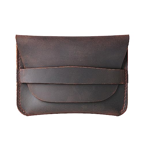 AIGUONIU Vintage Handmade Genuine Leather Mini Wallet - Slim RFID Blocking Coin Purse & Card Holder for Women Men - 3.15