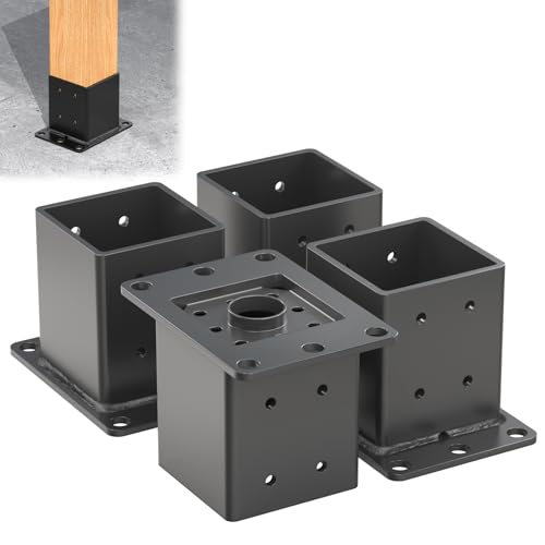 TAYORY 4x4 Post Base 4 pcs, Black Powder-Coated Deck Bracket