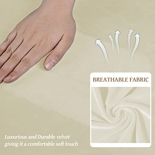 Weerrw YHRSC-L-09BE 4 Pieces Velvet High Stretch Couch Covers For 3 Cushion Couch Sofa Slipcovers thumb #3