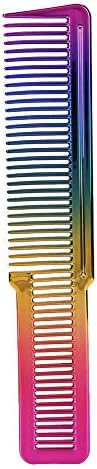 Colorful Rainbow Electroplated Hair Comb Hairdressing Cutting Styling Comb for Barber Shops