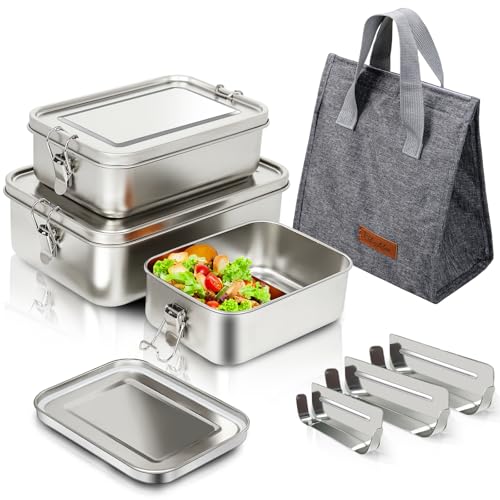 304 Stainless Steel Bento Box 3 Pack Containers