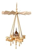 Volkskunstwerkstatt Unger Deckenpyramide - Hängepyramide Kurrende mit Kirche #0850 inkl. 4 Teelichtaufstecker - Echt Erzgebirge®