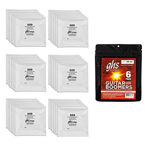 Image of GHS Strings, GBXL Boomers, Nickel Plated Steel Electric Guitar Strings, Legendary Strength, Consistent Intonation, Long Lasting Brightness, Tone & Sustain. For 6-String Guitar, 9-42 XLT Gauge, 6 Pack