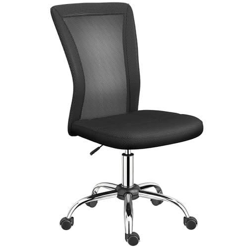 Vinsetto Silla de Oficina de Malla Silla de Escritorio Giratoria sin Brazos con Altura Ajustable Carga 100 kg para Estudio Despacho 43x58x90 100 cm Negro