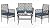 wallowsun 4 Piece Patio Furniture Set, Outdoor Wicker Chairs Rattan Conversation Sets with Cushions and Glass Coffee Table for Porch Garden Poolside Backyard, Blue